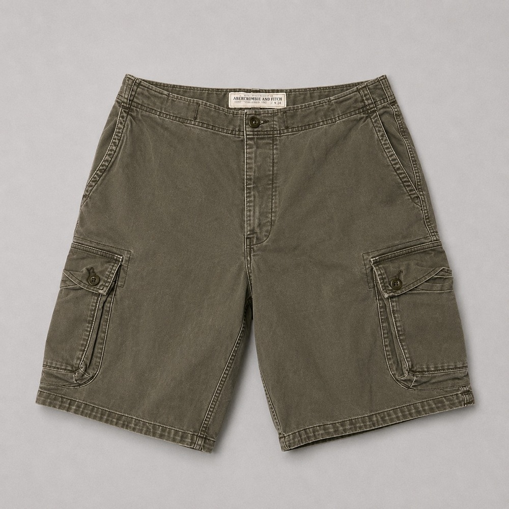 Abercrombie & Fitch Cargo Shorts Mens M Olive Green Utility Hiking Casual